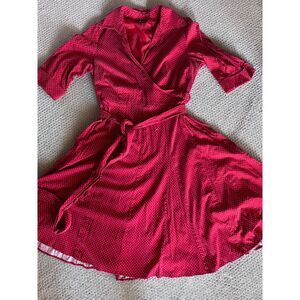 Plus Size Lane Bryant Vintage Faux Wrap Red Polka Dot Dress